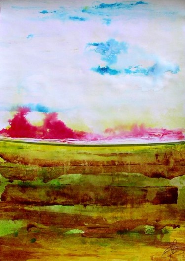 Peinture intitulée "D'infinis paysages…" par Marie-Noëlle Daubanay, Œuvre d'art originale, Huile