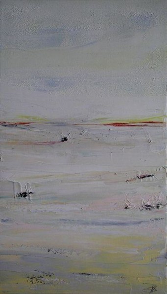 Painting titled "Triptyque Horizon l…" by Marie-Noëlle Daubanay, Original Artwork, Oil
