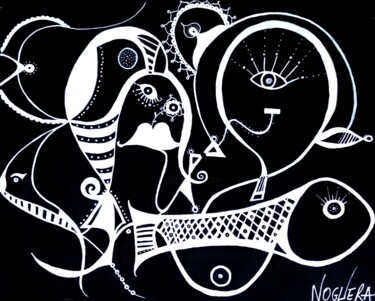 Dessin intitulée "LE POISSON" par Marie-Lyne Noguera, Œuvre d'art originale, Acrylique