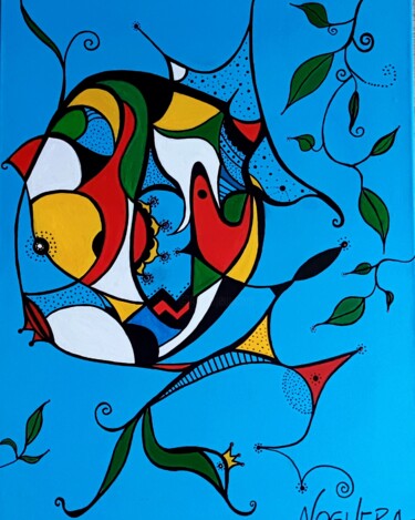Pintura titulada "Poisson" por Marie-Lyne Noguera, Obra de arte original, Acrílico