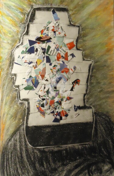 Collages intitulée "Heart" par Mavis, Œuvre d'art originale, Pastel