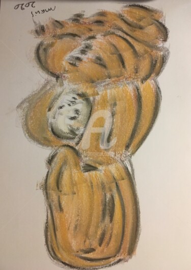 Drawing titled "Sourd" by Mavis, Original Artwork, Pastel