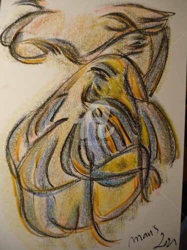 Drawing titled "Temps pluvieux" by Mavis, Original Artwork, Pastel
