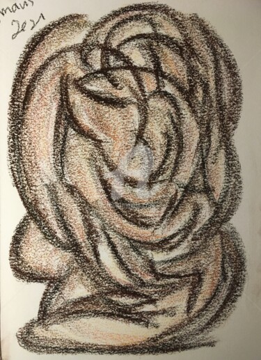 Dibujo titulada "Eau de pluie" por Mavis, Obra de arte original, Pastel