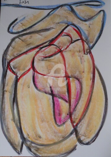 Dessin intitulée "Le sac de pomme de…" par Mavis, Œuvre d'art originale, Pastel