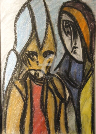 Dessin intitulée "La bouche et les de…" par Mavis, Œuvre d'art originale, Pastel
