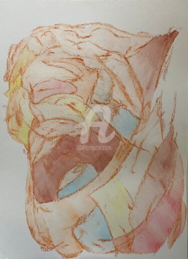 Peinture intitulée "Ciuman" par Mavis, Œuvre d'art originale, Pastel