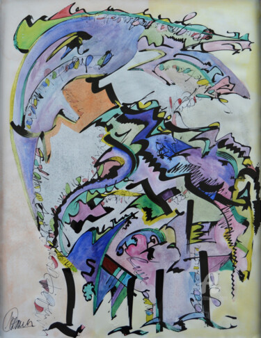 Peinture intitulée "Vibrations chamaniq…" par Marie Odile Houver, Œuvre d'art originale, Aquarelle