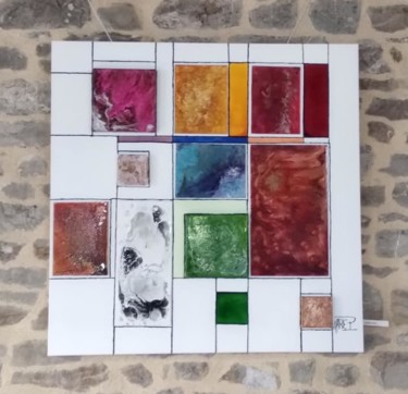 Painting titled "Superposition" by Marie-Pierre Guyot (Mariep), Original Artwork, Stained glass painting