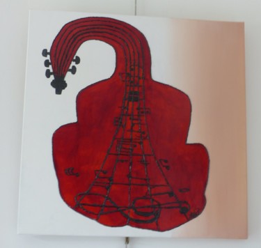 Peinture intitulée "Violoncelliste" par Marie-Pierre Guyot (Mariep), Œuvre d'art originale, Peinture vitrail