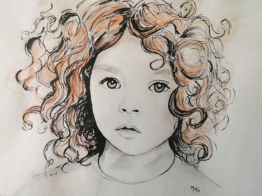 Tekening getiteld "Enfant" door Marie Petiot (MaKi), Origineel Kunstwerk, Potlood