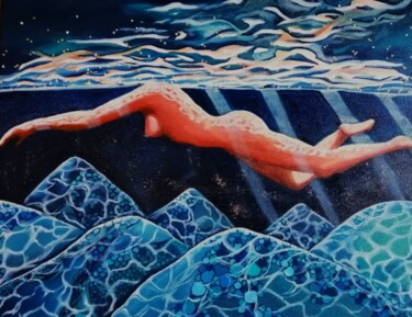 绘画 标题为“La mer” 由Marie Petiot (MaKi), 原创艺术品, 油