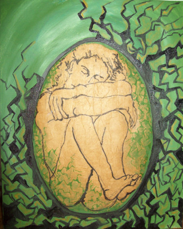 Peinture intitulée "l'oeuf" par Marie Petiot (MaKi), Œuvre d'art originale, Huile