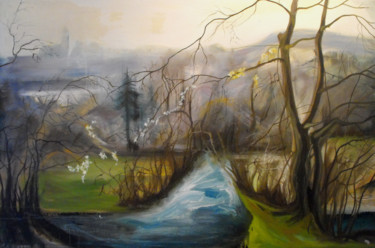 Peinture intitulée "Rivière" par Marie-Pierre Garnier, Œuvre d'art originale, Huile