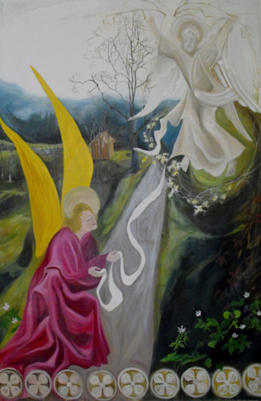 Peinture intitulée "Anges" par Marie-Pierre Garnier, Œuvre d'art originale, Huile
