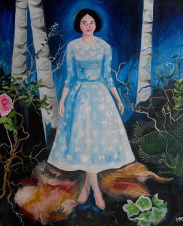 Peinture intitulée "La robe bleue" par Marie-Pierre Garnier, Œuvre d'art originale, Huile