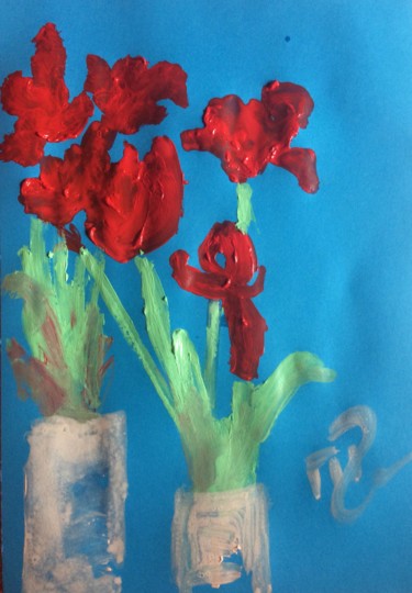 Peinture intitulée "Les fleurs de Judit…" par Marie-Pierre Valat, Œuvre d'art originale, Acrylique