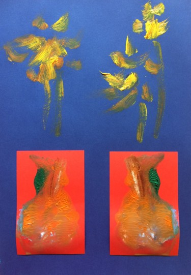 Peinture intitulée "2 vases, 4 fleurs" par Marie-Pierre Valat, Œuvre d'art originale, Acrylique
