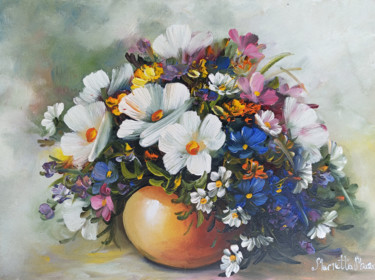 Картина под названием "Field flowers (40x3…" - Janna, Подлинное произведение искусства, Масло Установлен на Деревянная рама…