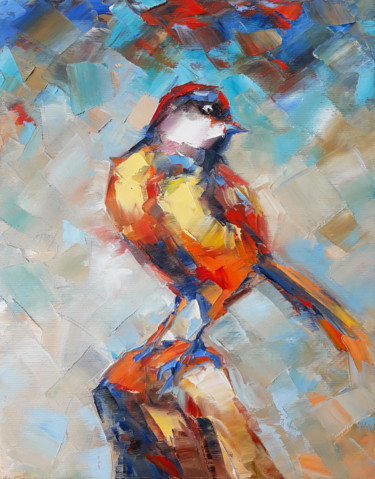 Pintura titulada "Bird (24x30cm, oil…" por Janna, Obra de arte original, Oleo Montado en Bastidor de camilla de madera