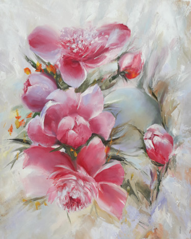 Peinture intitulée "Flowers (50x40cm, o…" par Janna, Œuvre d'art originale, Huile Monté sur Châssis en bois