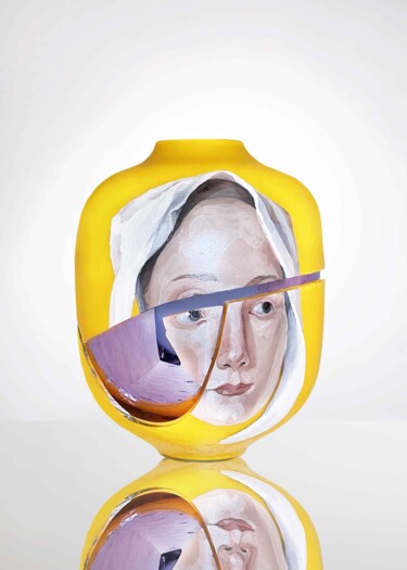 Scultura intitolato "Narcissus Vases - I…" da Marieta Tedenacová, Opera d'arte originale, Pittura di vetro colorato