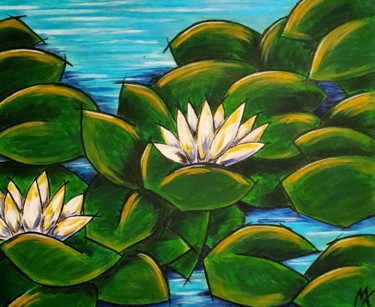 Painting titled "Nenuphars" by Marie Talon, Original Artwork, Acrylic