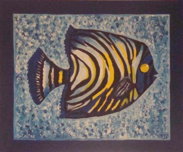 Peinture intitulée "poisson du lagon" par Marie Therese Bas, Œuvre d'art originale, Huile