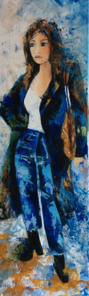 Peinture intitulée "de bleu vêtue .jpeg" par Marie Thomas, Œuvre d'art originale, Acrylique