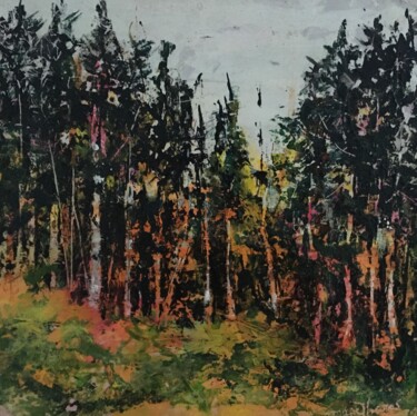 Painting titled "Près de la forêt" by Marie Thomas, Original Artwork, Acrylic
