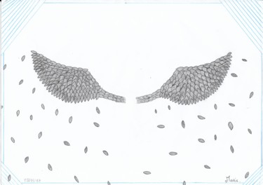 Dessin intitulée "Les ailes" par Marie Thomas, Œuvre d'art originale, Crayon