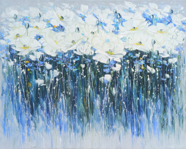 Painting titled "Ethereal White: A P…" by Marietta Martirosyan, Original Artwork, Oil Mounted on Wood Stretcher frame