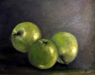 Malerei mit dem Titel "Pommes vertes" von Mariette Lener, Original-Kunstwerk, Acryl