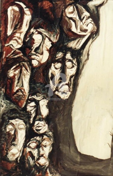 Peinture intitulée "L'Arbre du Malheur" par Eva Delvaux, Œuvre d'art originale