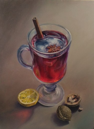 Painting titled "Mulled wine with nu…" by Maria Gordeeva, Original Artwork, Oil