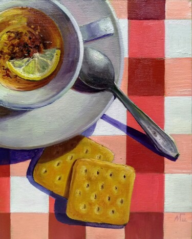 Painting titled ""Tea" from the seri…" by Maria Gordeeva, Original Artwork, Oil