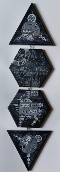 Картина под названием "Районы, кварталы (к…" - Мария Бандуркина, Подлинное произведение искусства, Акрил
