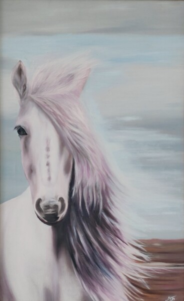 Malarstwo zatytułowany „The Horse's journey…” autorstwa Mariia Baskal, Oryginalna praca, Olej Zamontowany na Drewniana rama…