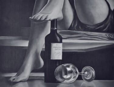 Malerei mit dem Titel "It's time for wine" von Mariia Baskal, Original-Kunstwerk, Öl