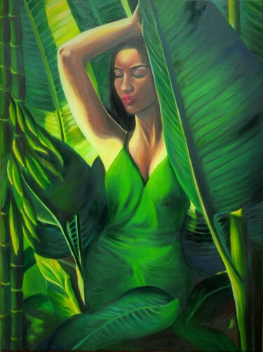 Картина под названием "A walk in the Carib…" - Mariia Baskal, Подлинное произведение искусства, Масло