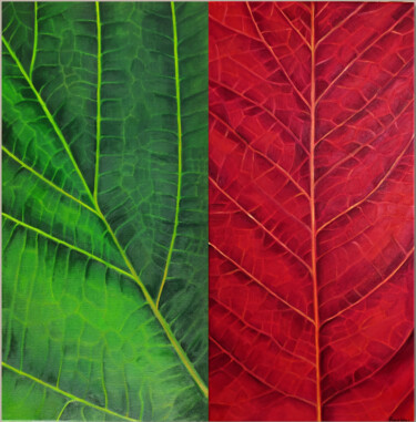 Painting titled "BOTANIC DIPTYCH "RE…" by Mariia Baskal, Original Artwork, Oil Mounted on Wood Stretcher frame