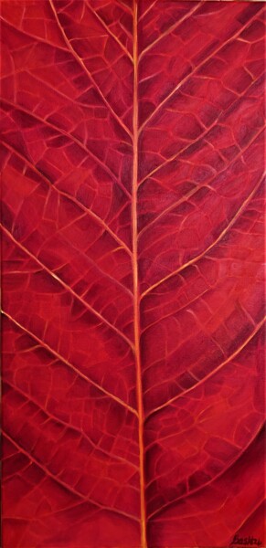 Painting titled "RED" by Mariia Baskal, Original Artwork, Oil Mounted on Wood Stretcher frame