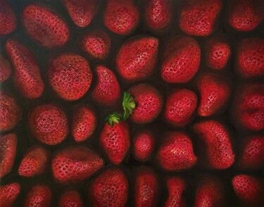 Peinture intitulée "STRAWBERRY KISS" par Mariia Baskal, Œuvre d'art originale, Huile Monté sur Châssis en bois