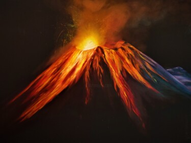 Painting titled "VOLCANO OF EMOTIONS" by Mariia Baskal, Original Artwork, Oil Mounted on Wood Stretcher frame