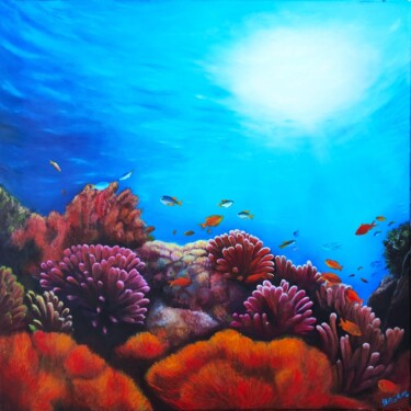 Картина под названием "Underwater" - Mariia Baskal, Подлинное произведение искусства, Масло Установлен на Деревянная рама дл…