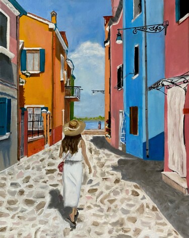 Картина под названием "Stroll (oil paintin…" - Mariia Fedorova, Подлинное произведение искусства, Масло