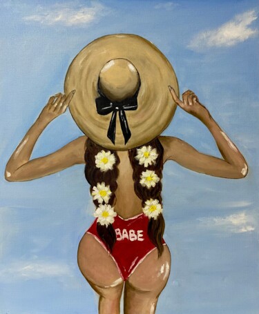 Painting titled "Babe" by Mariia Fedorova, Original Artwork, Oil Mounted on Wood Panel