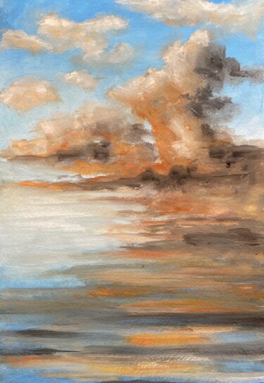 Schilderij getiteld "Sky at dawn" door Mariia Fedorova, Origineel Kunstwerk, Olie