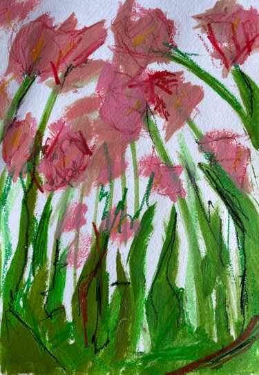 Картина под названием "Tulips" - Mariia Fedorova, Подлинное произведение искусства, Масло