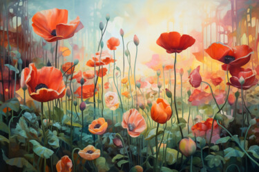 Digitale Kunst mit dem Titel "Poppies" von Mariia Fedorova, Original-Kunstwerk, Digitale Malerei